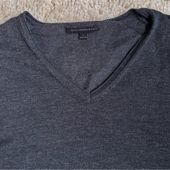 Men's John Varvatos Cotton Blend Charcoal V-Neck Sweater Size Large - Picture 10 of 13